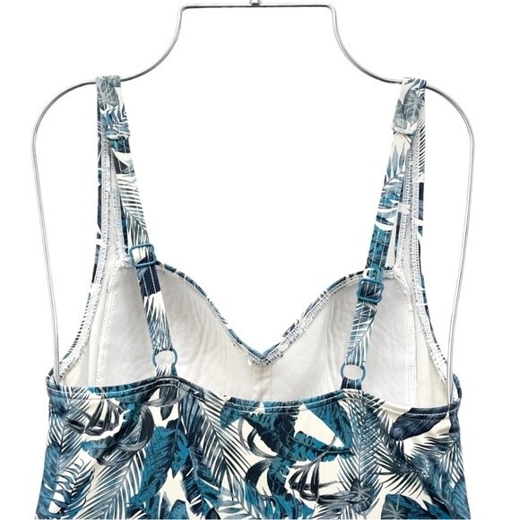 Nip Tuck One Piece Swimsuit Teal Tropical Palm Print Women’s Size 4 Bathing Suit - Picture 4 of 10